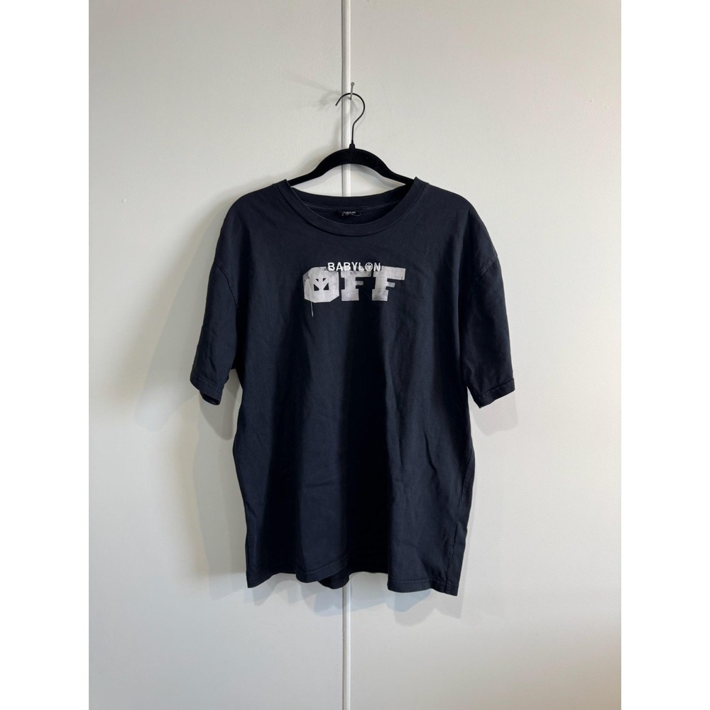 Babylon Virgil Abloh OFF Burning Skull‎ Shirt Mens Medium Black Tee Streetwear